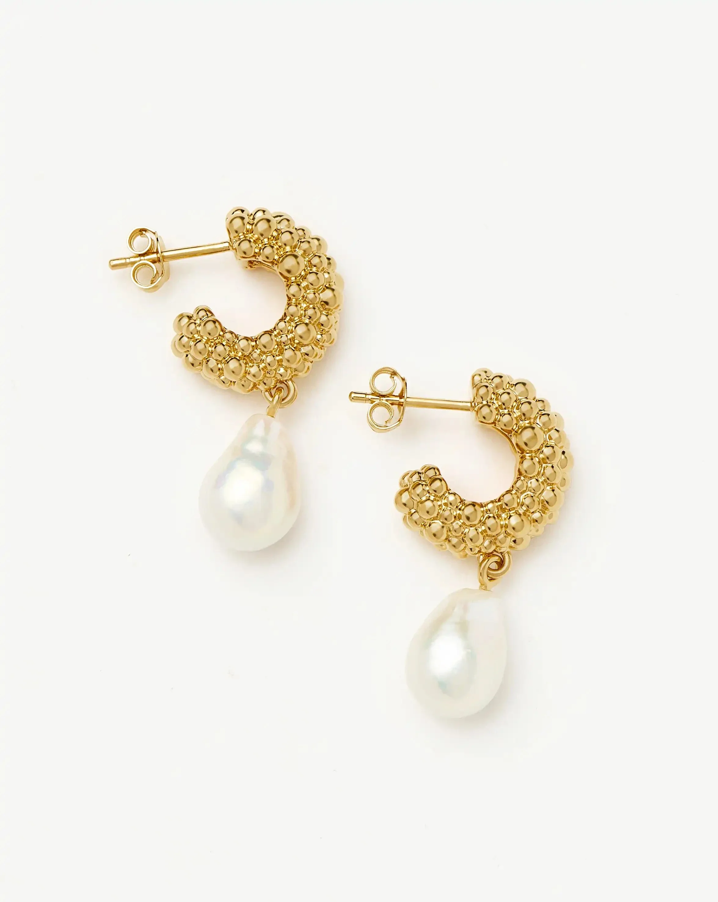Pearl Baya Charm Hoop Earrings | 18ct Gold Plated/Pearl