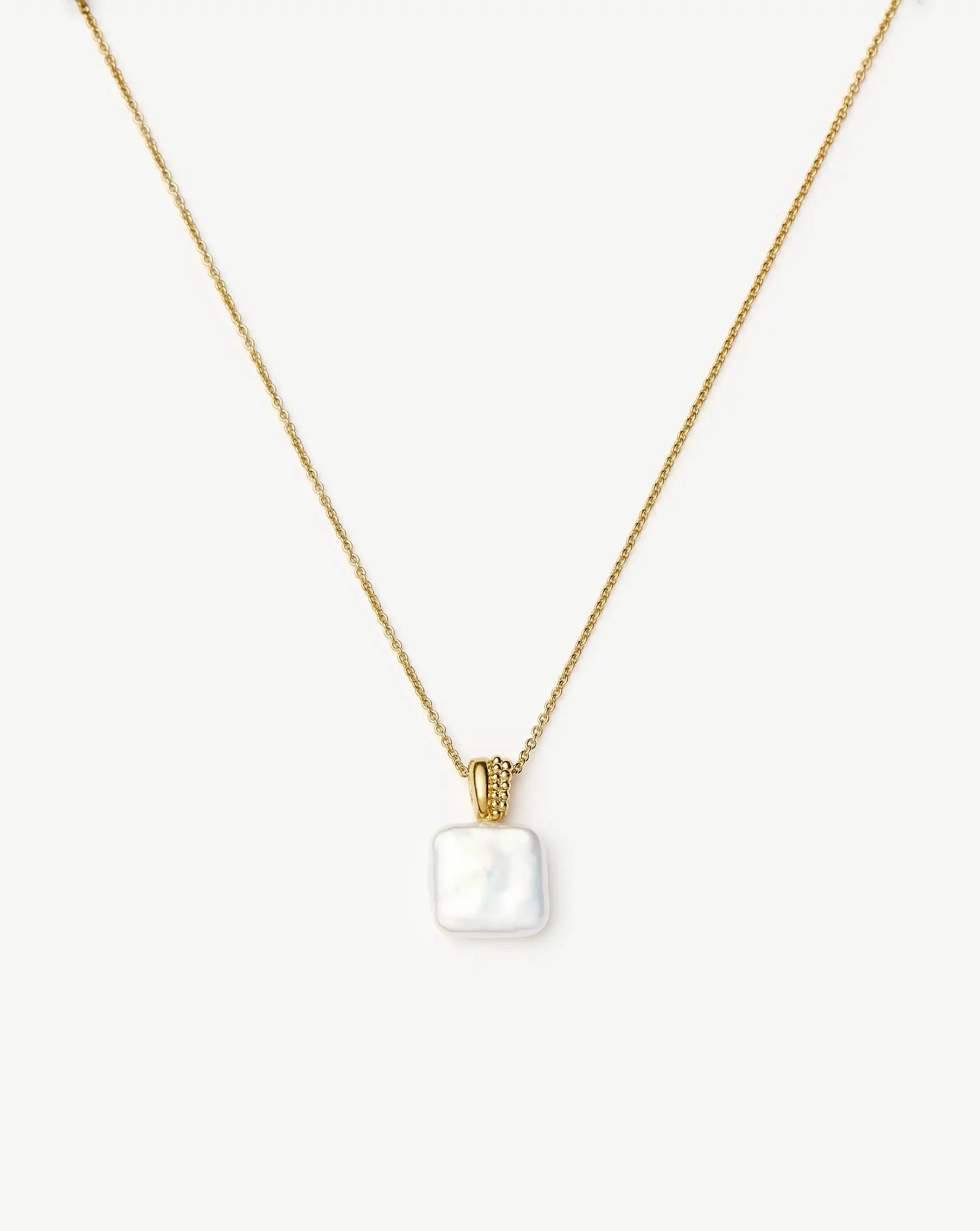 Square Pearl Baya Pendant Necklace | 18ct Gold Vermeil/Pearl